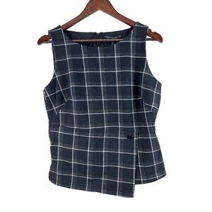 White House Black Market Plaid Sleeveless Blouse Women's Top Size 10